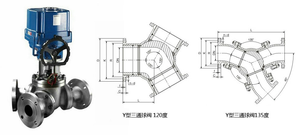 電動Y型三通球閥結(jié)構(gòu)圖